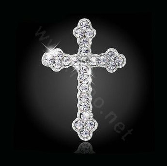 Bling Cross Alloy Crystal Rhinestone DIY Phone Case Cover Deco Kit 45*29mm - White