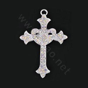 Bling Cross Alloy Rhinestone Crystal DIY Phone Case Cover Deco Kit 47*68mm - White