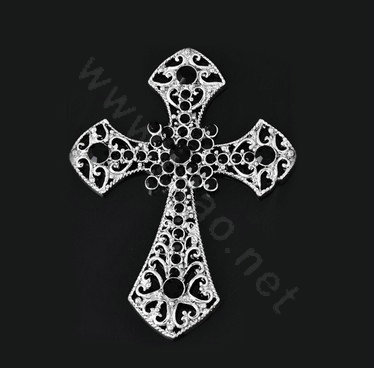 Bling Cross metal Alloy Crystal Rhinestone DIY Phone Case Cover Deco Kit 55*72mm - Black