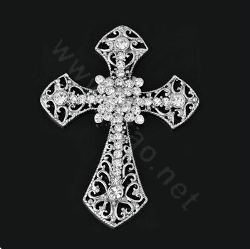 Bling Cross metal Alloy Crystal Rhinestone DIY Phone Case Cover Deco Kit 55*72mm - White