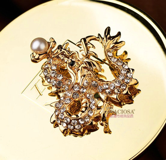 Bling Dragon Alloy Crystal Rhinestone DIY Phone Case Cover Deco Kit 48*47mm - Gold
