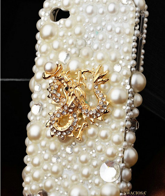 Bling Dragon Alloy Crystal Rhinestone DIY Phone Case Cover Deco Kit 48*47mm - Gold