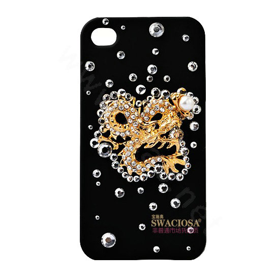 Bling Dragon Alloy Crystal Rhinestone DIY Phone Case Cover Deco Kit 48*47mm - Gold
