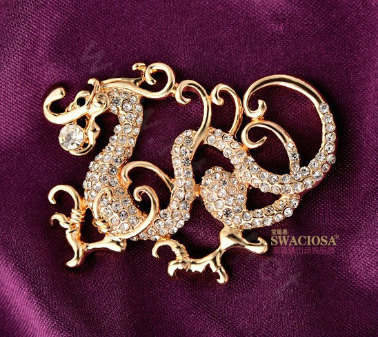Bling Dragon Alloy Rhinestone Crystal DIY Phone Case Cover Deco Kit 50*48mm - Gold