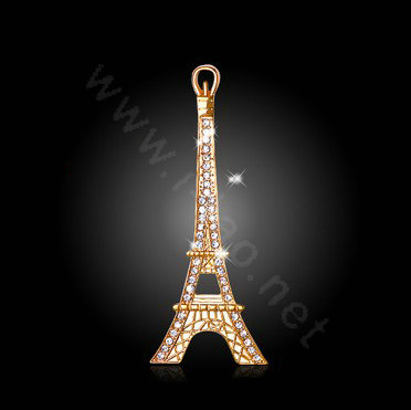 Bling Eiffel Tower Alloy Rhinestone Crystal DIY Phone Case Cover Deco Kit 36*88mm - Gold
