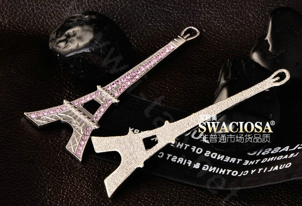 Bling Eiffel Tower Alloy Rhinestone Crystal DIY Phone Case Cover Deco Kit 36*88mm - Gold