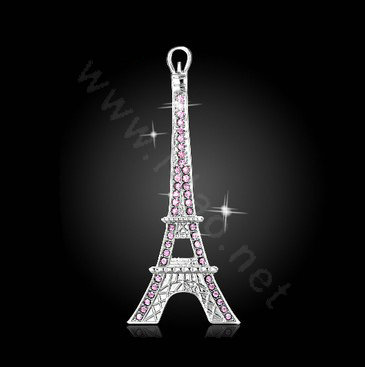 Bling Eiffel Tower Alloy Rhinestone Crystal DIY Phone Case Cover Deco Kit 36*88mm - Pink