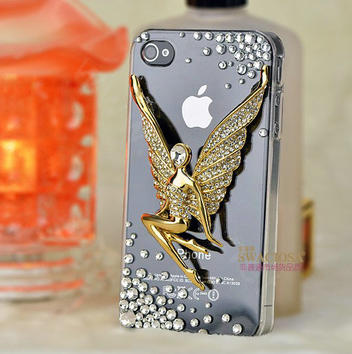Bling Elf Angel Alloy Crystal Rhinestone DIY Phone Case Cover Deco Kit 56*80mm - Pink