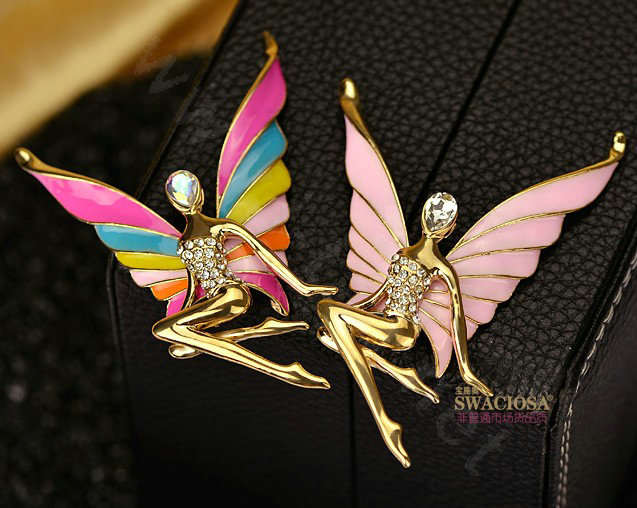 Bling Elf Angel Alloy Rhinestone Crystal DIY Phone Case Cover Deco Kit 56*80mm - Color