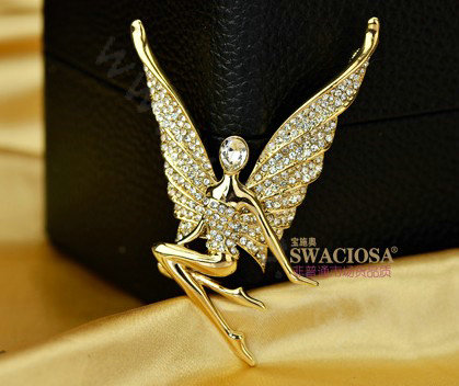 Bling Elf Angel Alloy Rhinestone Crystal DIY Phone Case Cover Deco Kit 56*80mm - Gold