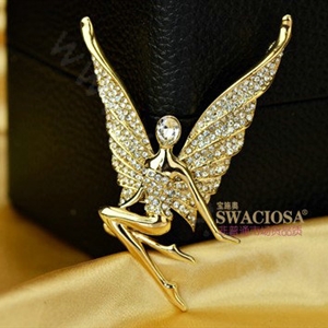 Bling Elf Angel Alloy Rhinestone Crystal DIY Phone Case Cover Deco Kit 56*80mm - Gold