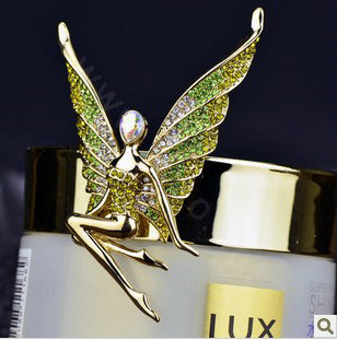 Bling Elf Angel Alloy Rhinestone Crystal DIY Phone Case Cover Deco Kit 56*80mm - Green