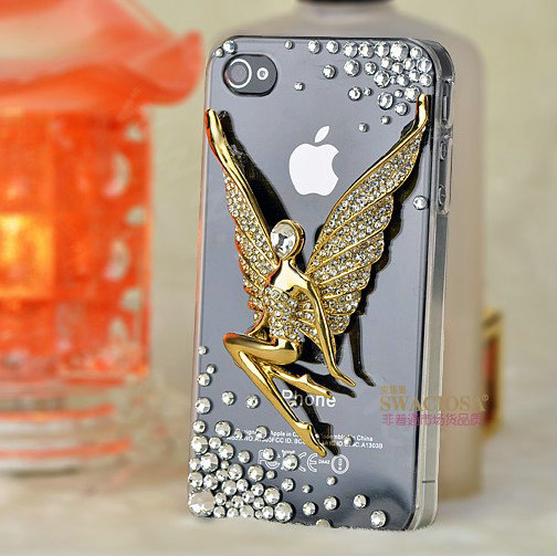 Bling Elf Angel Alloy Rhinestone Crystal DIY Phone Case Cover Deco Kit 56*80mm - Green