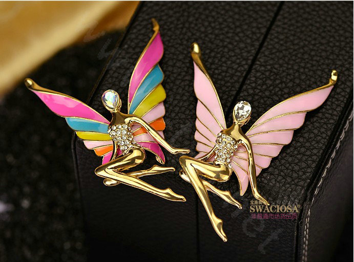 Bling Elf Angel Alloy Rhinestone Crystal DIY Phone Case Cover Deco Kit 56*80mm - Pink