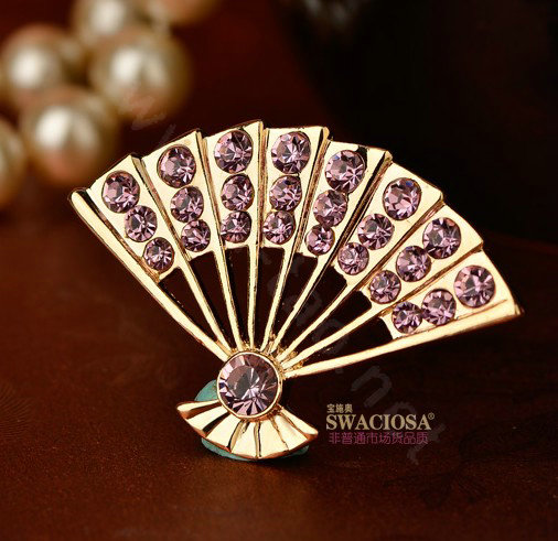 Bling Fan Alloy Crystal Rhinestone DIY Phone Case Cover Deco Kit 45*30mm - Pink