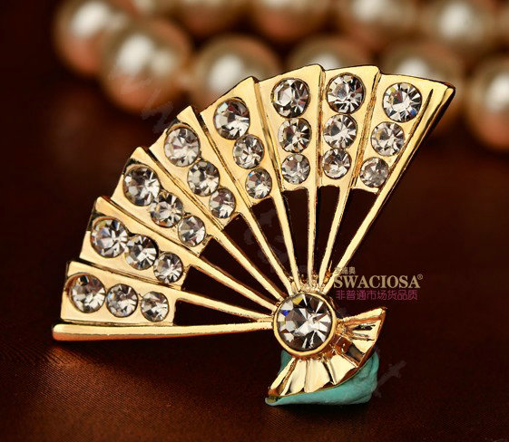 Bling Fan Alloy Crystal Rhinestone DIY Phone Case Cover Deco Kit 45*30mm - White