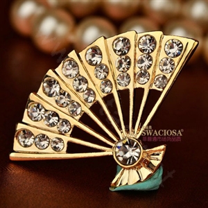 Bling Fan Alloy Crystal Rhinestone DIY Phone Case Cover Deco Kit 45*30mm - White