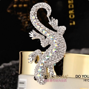 Bling Gecko Alloy Rhinestone Crystal DIY Phone Case Cover Deco Kit 72*45mm - White