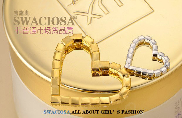 Bling Heart Alloy Crystal Rhinestone DIY Phone Case Cover Deco Kit 48*46mm - Gold