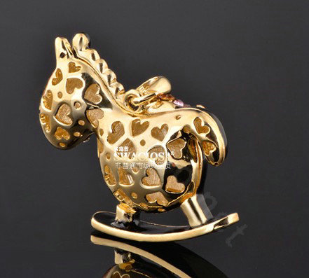 Bling Horse Alloy Rhinestone Crystal DIY Phone Case Cover Deco Kit 48*45mm - Black