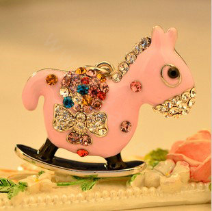 Bling Horse Alloy Rhinestone Crystal DIY Phone Case Cover Deco Kit 48*45mm - Pink