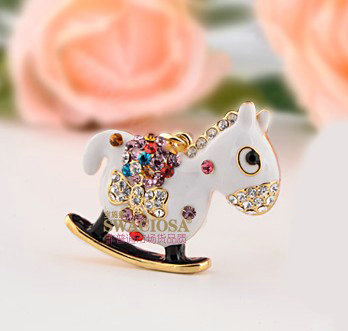 Bling Horse Alloy Rhinestone Crystal DIY Phone Case Cover Deco Kit 48*45mm - White