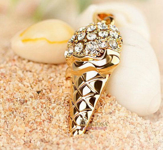 Bling Ice cream Alloy Crystal Rhinestone DIY Phone Case Cover Deco Kit 40*20mm - White