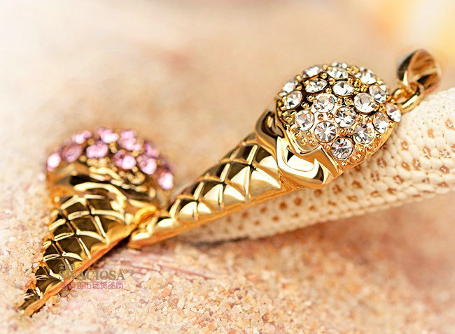Bling Ice cream Alloy Crystal Rhinestone DIY Phone Case Cover Deco Kit 40*20mm - White