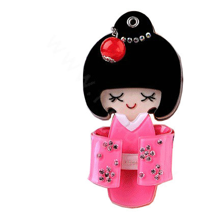 Bling Kimono doll Alloy Rhinestone DIY Phone Case Cover Deco Kit 90*45mm - Rose