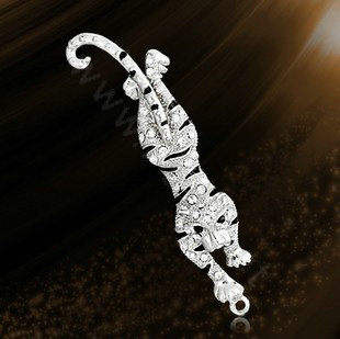 Bling Leopard Alloy Rhinestone Crystal DIY Phone Case Cover Deco Kit 83*25mm - White