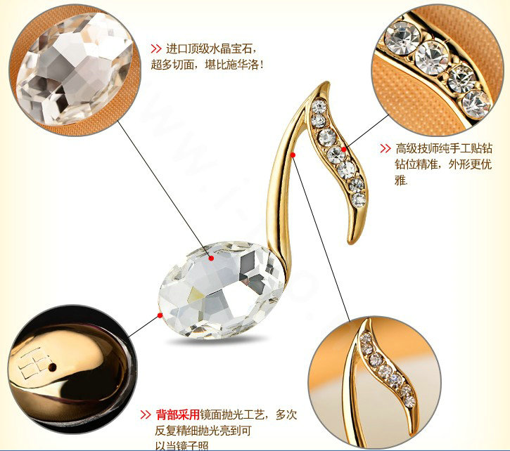 Bling Music note Alloy Crystal Rhinestone DIY Phone Case Cover Deco Kit 40*20mm - Gold