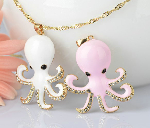 Bling Octopus Alloy Crystal Rhinestone DIY Phone Case Cover Deco Kit - Pink