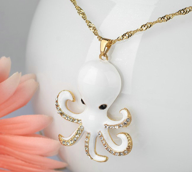Bling Octopus Alloy Crystal Rhinestone DIY Phone Case Cover Deco Kit - White