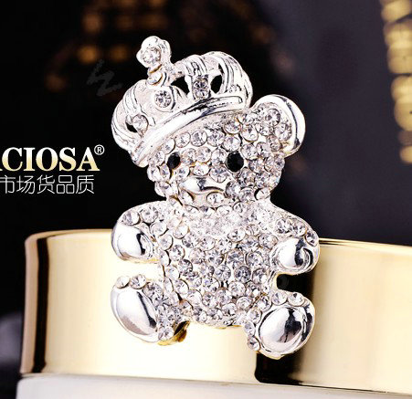 Bling Panda Alloy Crystal Rhinestone DIY Phone Case Cover Deco Kit 34*64mm - White