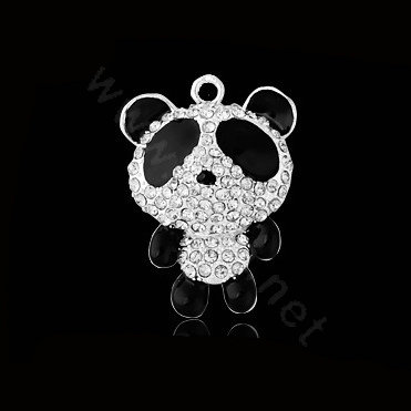 Bling Panda Alloy Crystal Rhinestone DIY Phone Case Cover Deco Kit 37*48mm - White