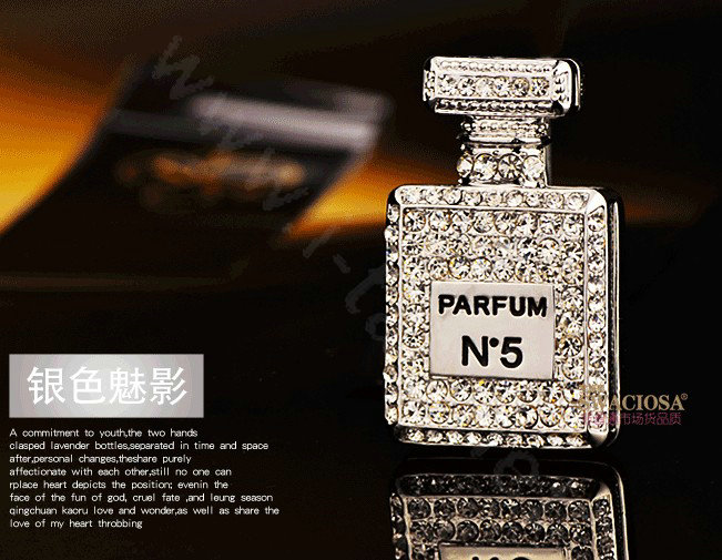 Bling Parfum bottle Alloy Crystal Rhinestone DIY Phone Case Cover Deco Kit 30*50mm - White