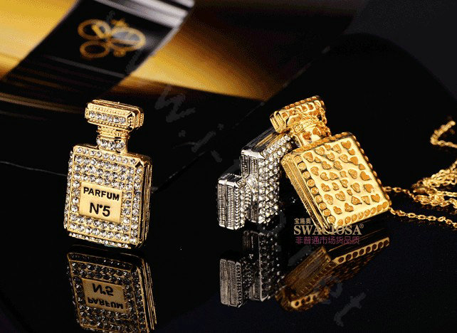 Bling Parfum bottle Alloy Crystal Rhinestone DIY Phone Case Cover Deco Kit 30*50mm - White