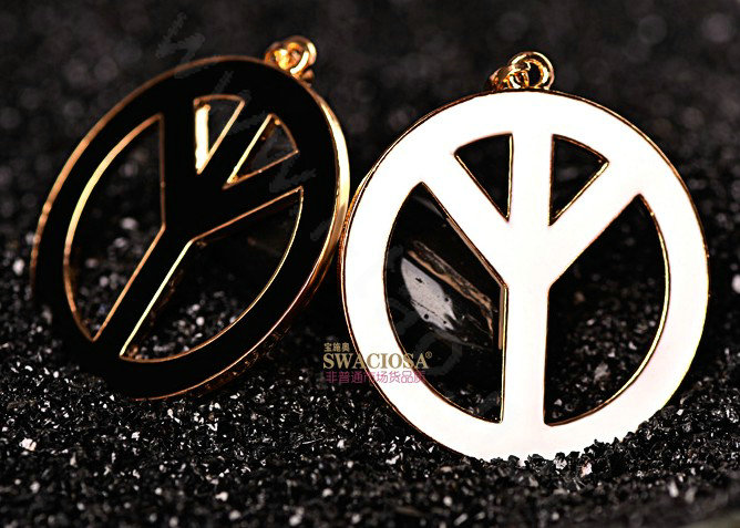 Bling Peace marked Alloy Crystal Pendant DIY Phone Case Cover Deco Kit 47mm - White