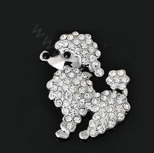 Bling Poodle dog Alloy Crystal Rhinestone DIY Phone Case Cover Deco Kit 45*40mm - White