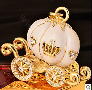 Bling Pumpkin car Alloy Rhinestone Crystal DIY Phone Case Cover Deco Kit 55*45mm - Gold