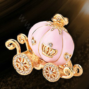 Bling Pumpkin car Alloy Rhinestone Crystal DIY Phone Case Cover Deco Kit 55*45mm - Pink