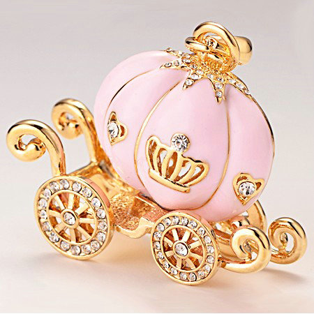 Bling Pumpkin car Alloy Rhinestone Crystal DIY Phone Case Cover Deco Kit 55*45mm - Pink