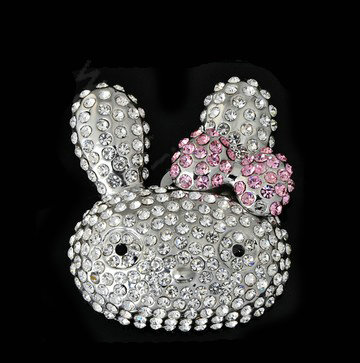 Bling Rabbit Alloy Crystal Rhinestone DIY Phone Case Cover Deco Kit 45*38mm - White