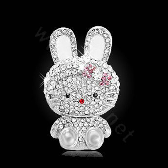 Bling Rabbit Alloy Crystal Rhinestone DIY Phone Case Cover Deco Kit 63*40mm - White