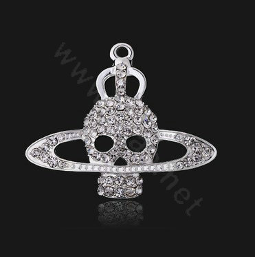 Bling Saturn Skull Alloy Crystal Rhinestone DIY Phone Case Cover Deco Kit - White