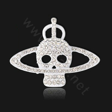 Bling Saturn Skull Alloy Rhinestone Crystal DIY Phone Case Cover Deco Kit - White