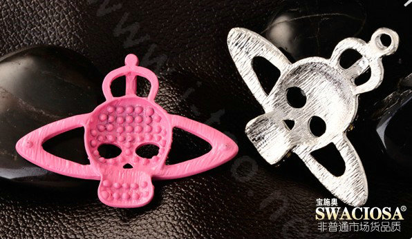 Bling Saturn Skull Alloy Rhinestone Crystal DIY Phone Case Cover Deco Kit - White