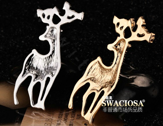 Bling Sika deer Alloy Crystal Rhinestone DIY Phone Case Cover Deco Kit 28*65mm - Gold