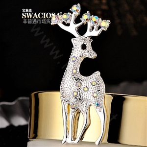 Bling Sika deer Alloy Crystal Rhinestone DIY Phone Case Cover Deco Kit 28*65mm - White