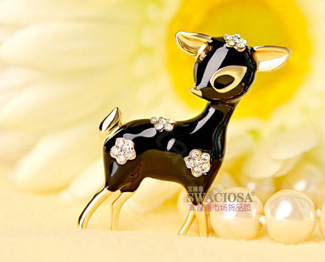 Bling Sika deer Alloy Crystal Rhinestone DIY Phone Case Cover Deco Kit 40*35mm - Black